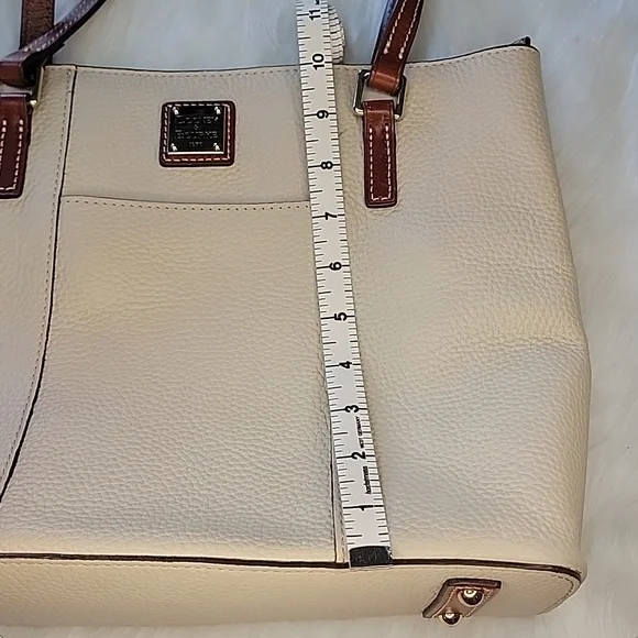 DOONEY & BOURKE Lexington Cream Pebbled Leather Tan Double Handle‎ Zip Tote Bag - Picture 11 of 15